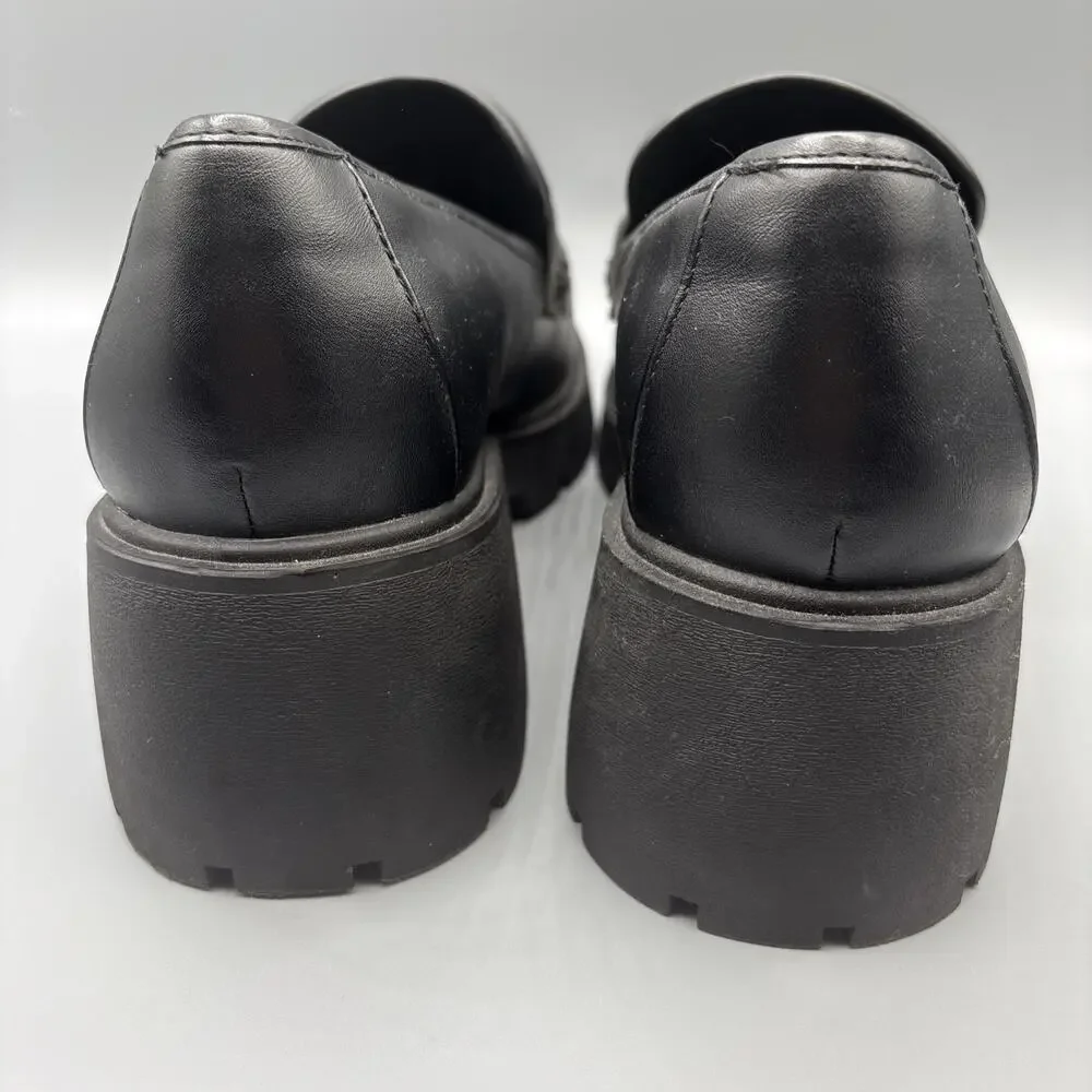 Torrid Chunky Lug Sole Penny Loafers Size 10 WW Wide Black Faux Leather Academia